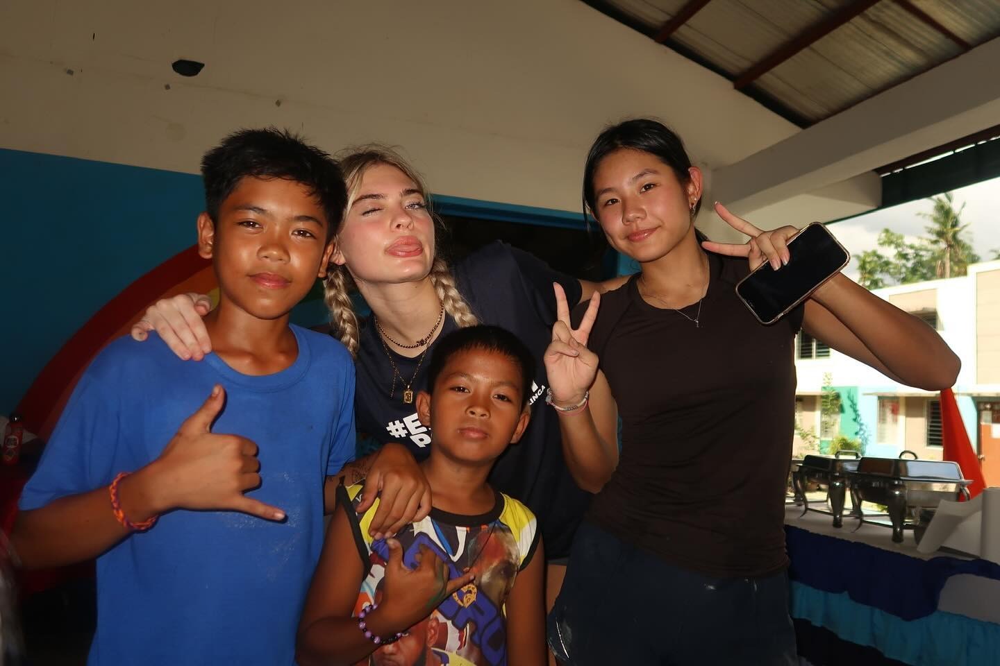 SAS students with children in the GK village